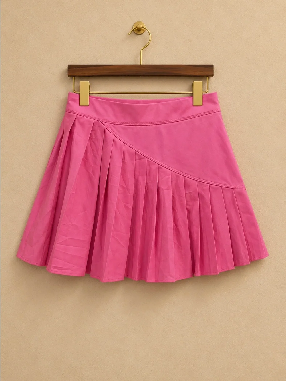 Pleated Pink Circle Skirt with Asymmetrical Panel